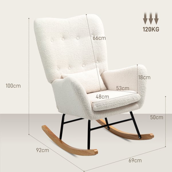 Gyngestol, 69x92x100 cm, Creme