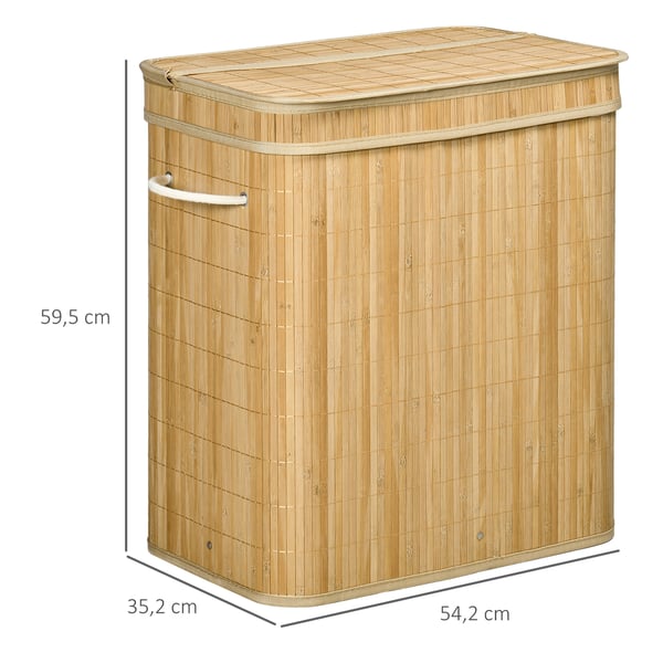 Pyykkikori, bambu, 54,2x35,2x59,5 cm, luonnollinen
