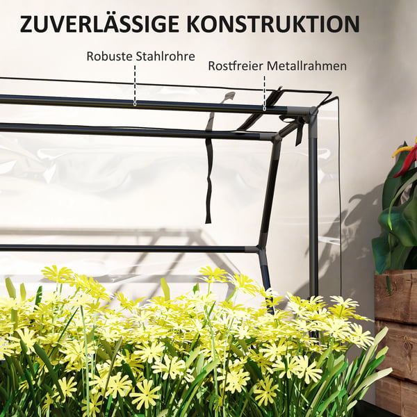Hævet plantebed med betræk, 100x48x124 cm, sort