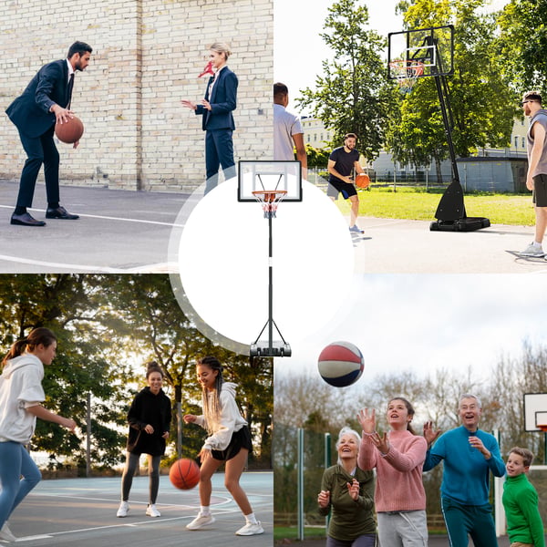 Basketballkurvstander, 90x165x302-352 cm, Sort