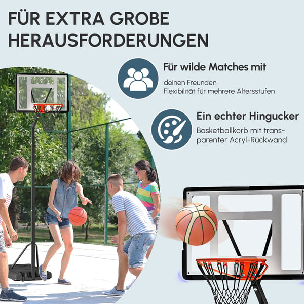 Basketballkurvstander, 90x165x302-352 cm, Sort