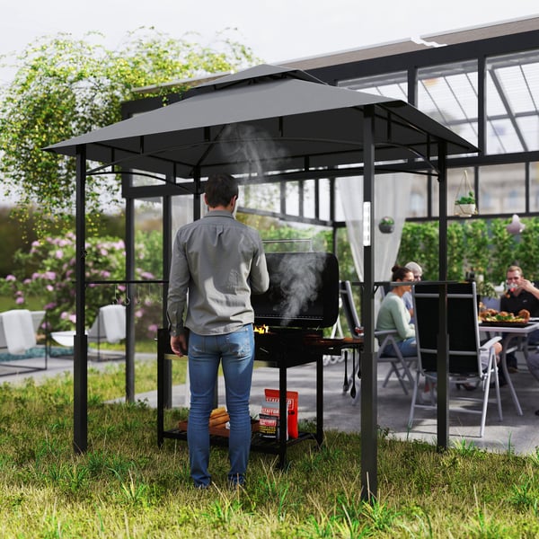 Grillpaviljong, 243x148x248 cm, Grå