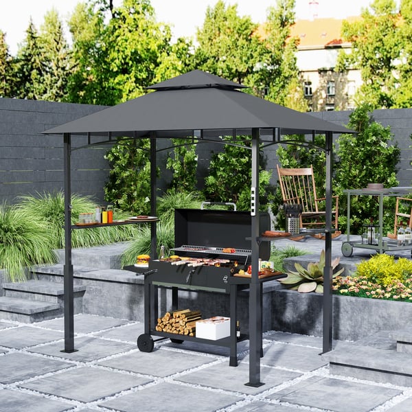 Grillpaviljong, 243x148x248 cm, Grå