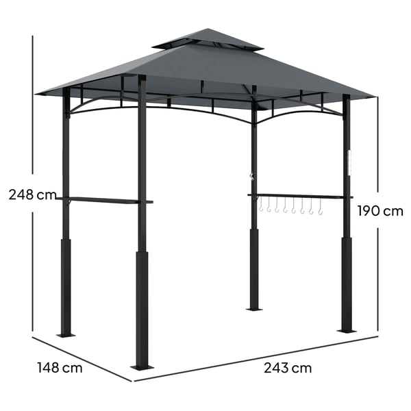 Grillpaviljong, 243x148x248 cm, Grå