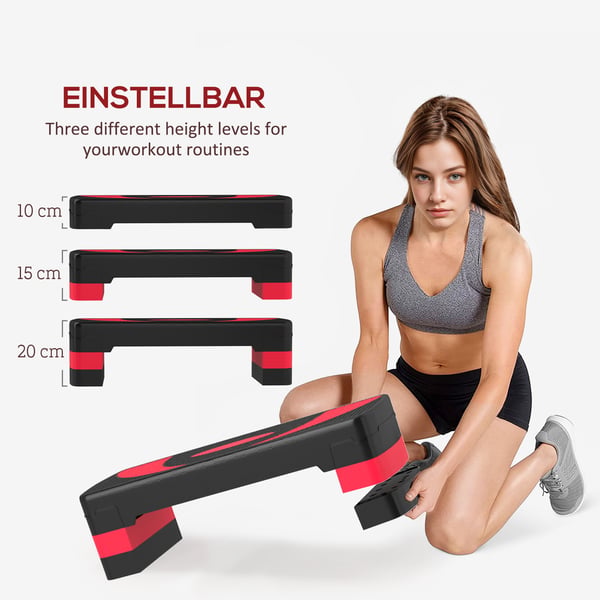 Aerobic Stepper, 80x31x20 cm, Rød og Sort