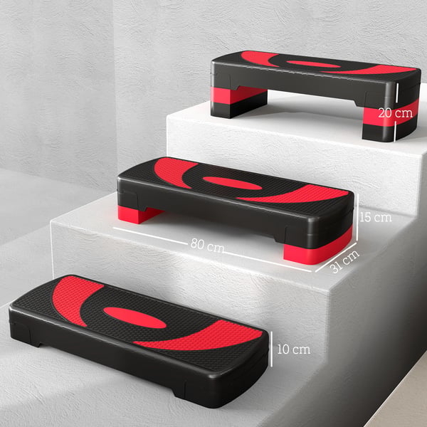 Aerobic Stepper, 80x31x20 cm, Rød og Sort