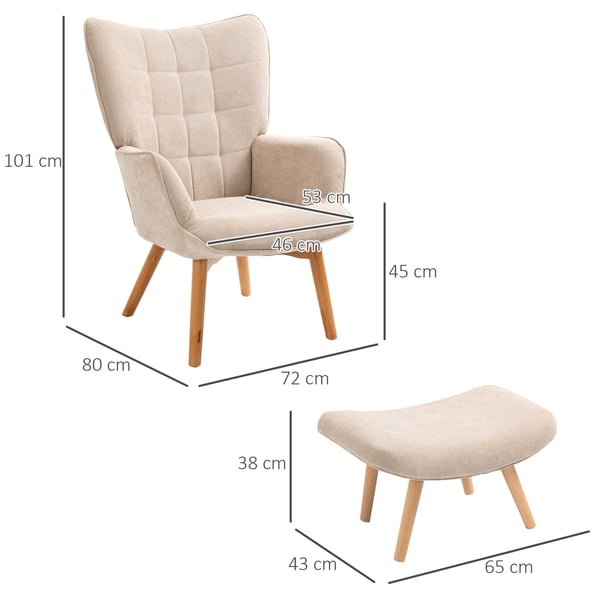 Nojatuolisetti, 72x80x101 cm, beige
