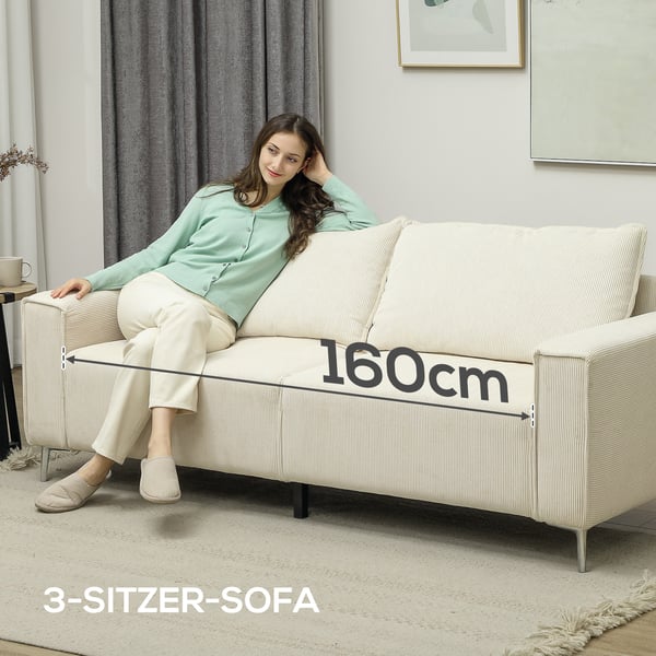 Soffa, 193x77x80 cm, Krämfärgad