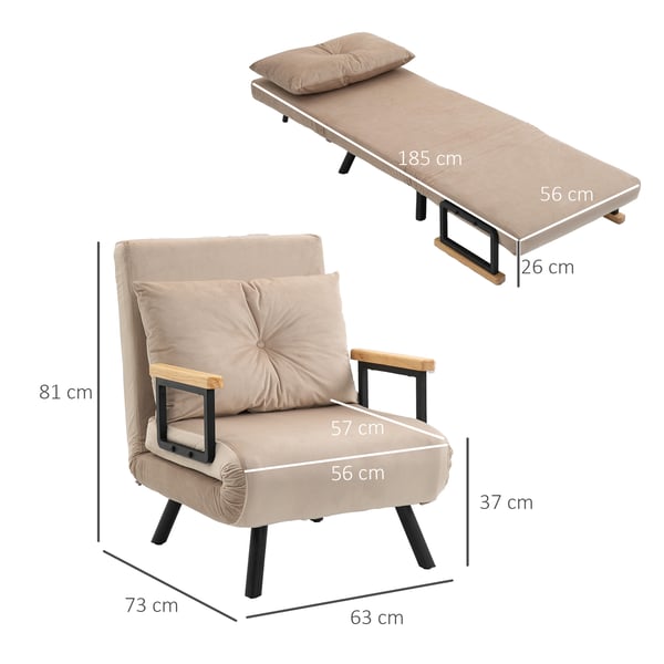 Soffa med bäddfunktion, 63x73x81 cm, Beige