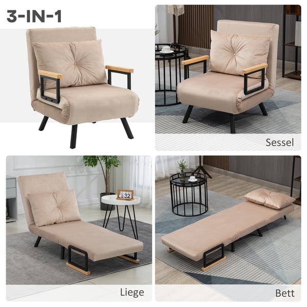 Soffa med bäddfunktion, 63x73x81 cm, Beige