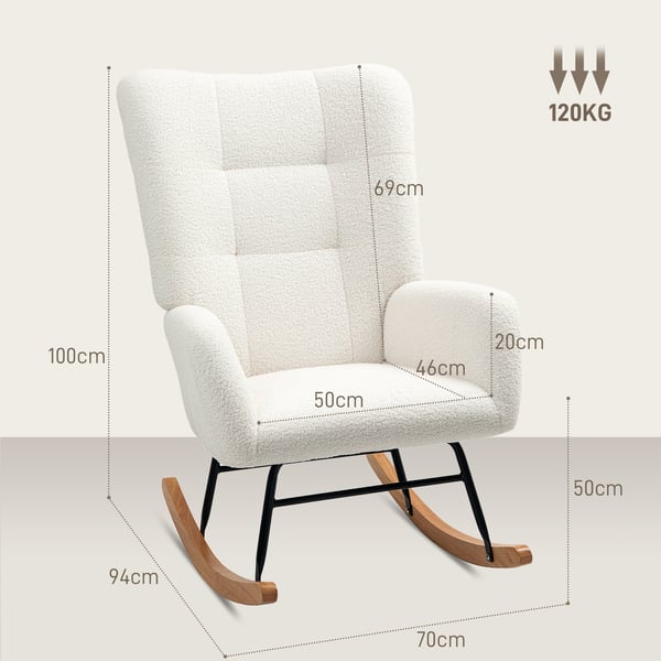Gyngestol, 70x94x100 cm, Creme