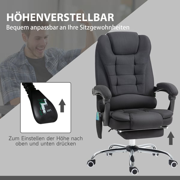 Kontorstol med massagefunktion, 65x138x98-104 cm, sort
