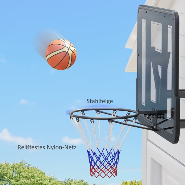 Basketballkurv, 110x75 cm rygplade, 45 cm stålfælg, sort