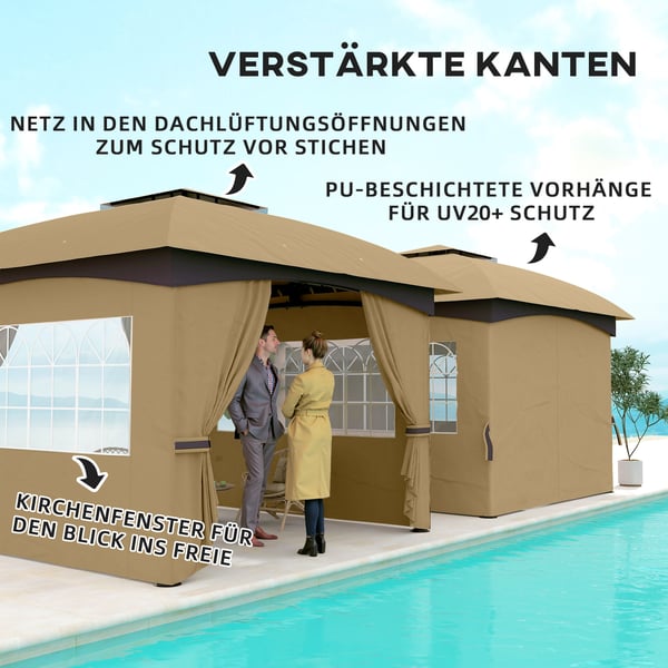 Havepavillon, 335x335x285 cm, Beige