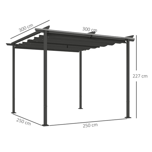 Pergola, 300x300x227 cm, Tummanharmaa