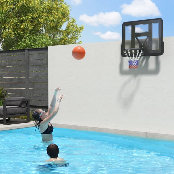 Basketballkurv, 110x75 cm rygplade, 45 cm stålfælg, sort