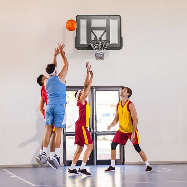 Basketballkurv, 110x75 cm rygplade, 45 cm stålfælg, sort