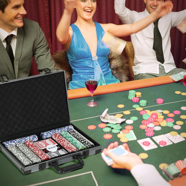 Poker Sæt, 39,5x28x8 cm, Grå