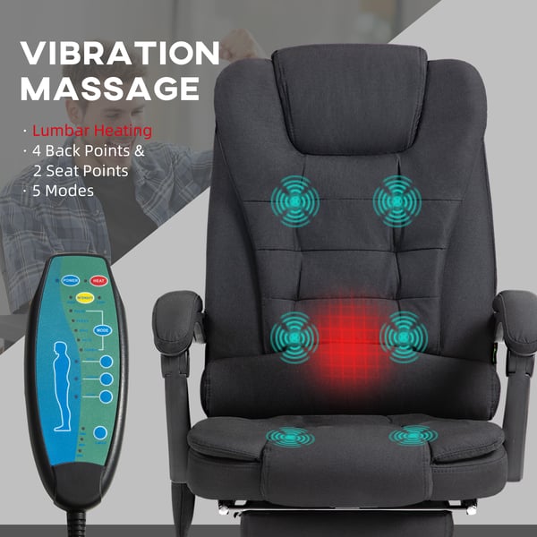 Kontorstol med massagefunktion, 65x138x98-104 cm, sort