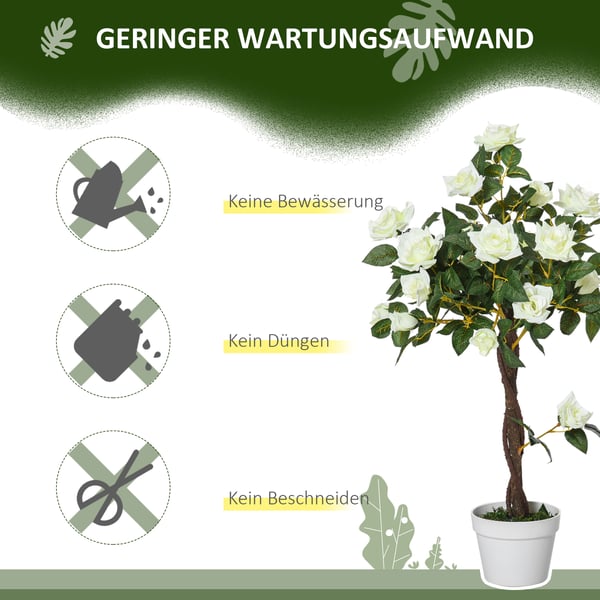 Kunstig rosenplante, 18x90 cm, hvid