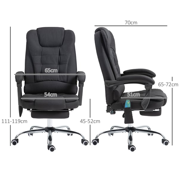 Kontorstol med massagefunktion, 65x138x98-104 cm, sort