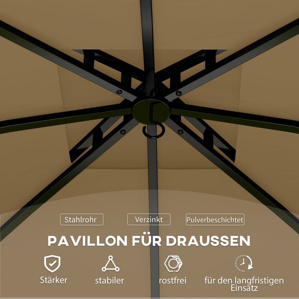 Havepavillon, 335x335x285 cm, Beige