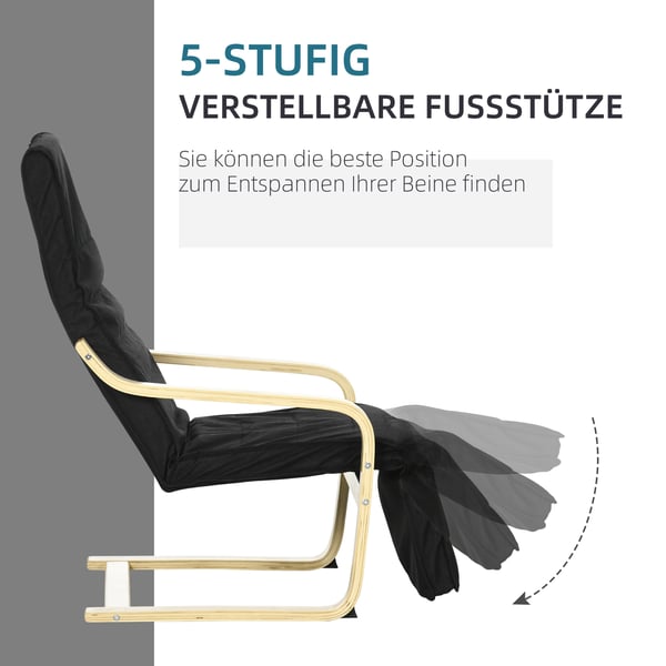 Reclinerstol, 66,5x94x100 cm, Sort