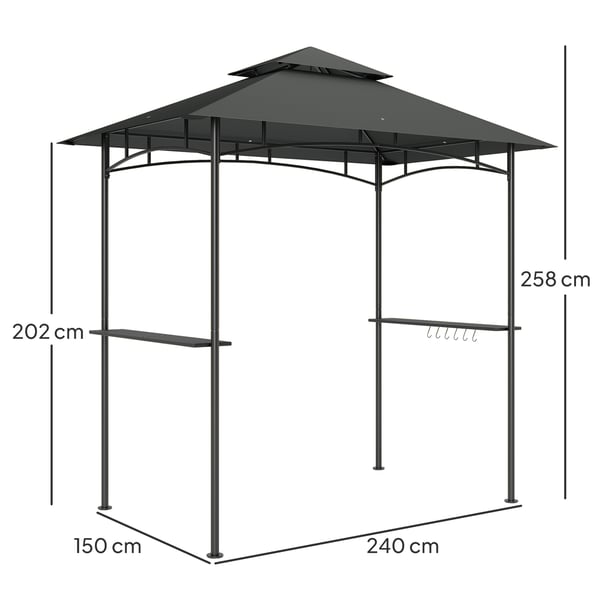 Grillpavillon, 240x150x258 cm, Mørkegrå