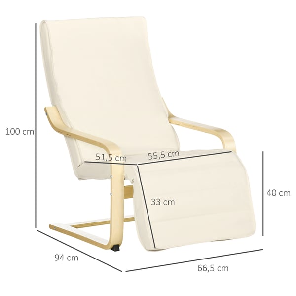 Afslapningsstol, 66,5x94x100 cm, Creme