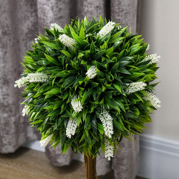 Kunstig plante, stor lavendel 2 dele sæt, 60x24 cm, hvid