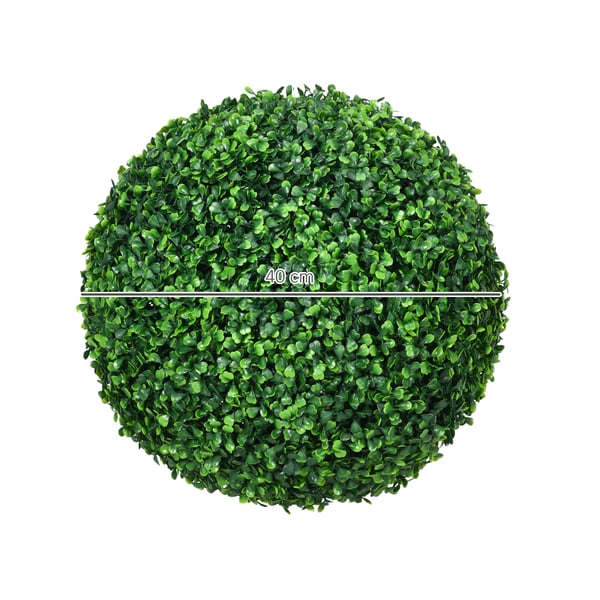 Sæt med kunstige buksbomkugler, 40 cm diameter, grøn