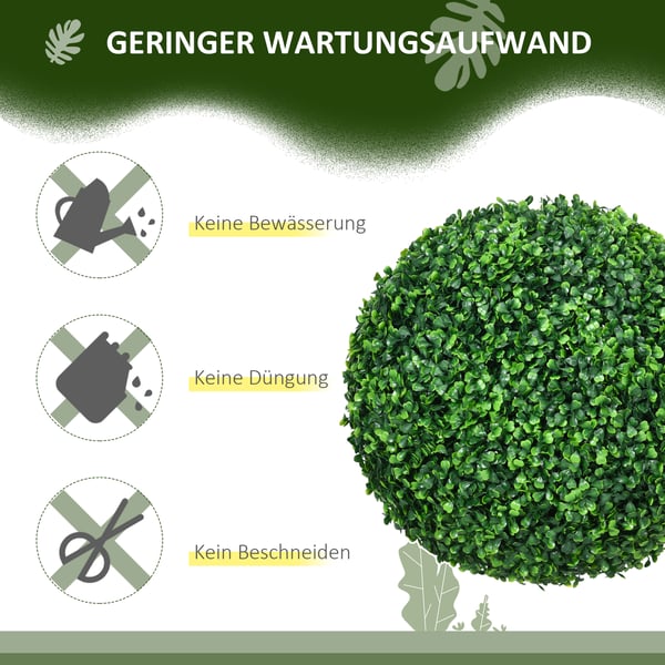 Sæt med kunstige buksbomkugler, 40 cm diameter, grøn
