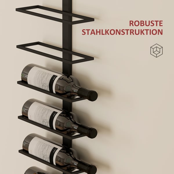 Viinipulloteline, 27x10x116 cm, Musta