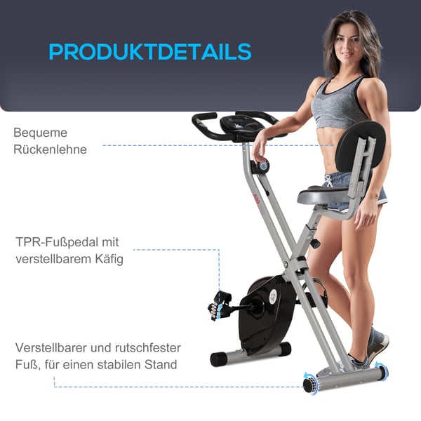 Motionscykel, 43x97x109 cm, Sort-Grå