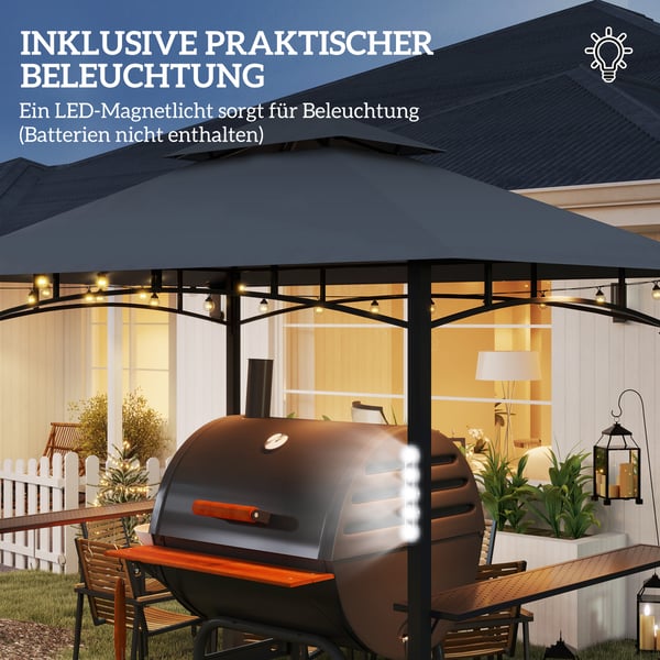 Grillpaviljong, 243x148x248 cm, Grå