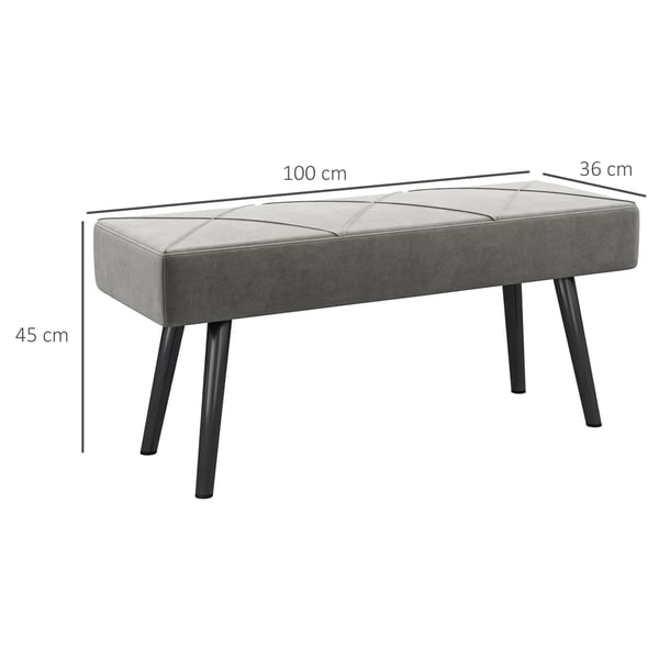Polstret Bænk, 100x36x45 cm, Grå