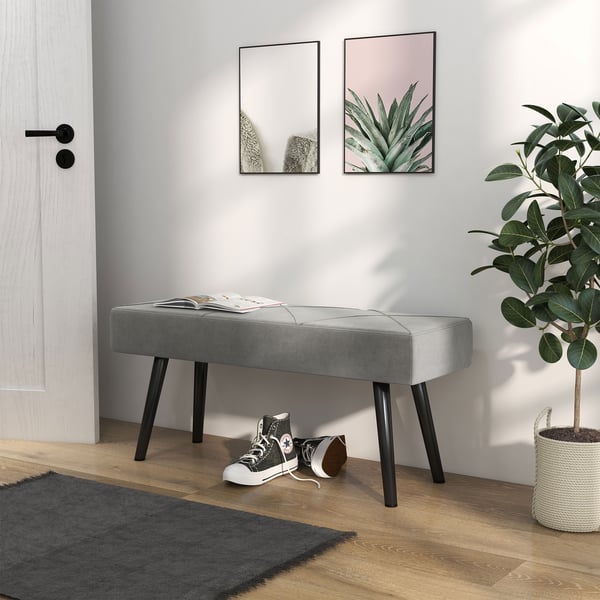 Polstret Bænk, 100x36x45 cm, Grå