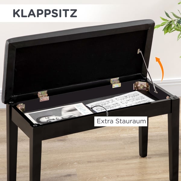 Pianotuoli, 75x35x49 cm, Musta