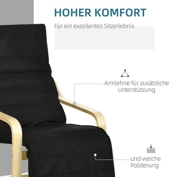 Reclinerstol, 66,5x94x100 cm, Sort