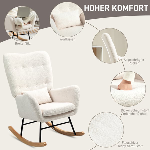 Gyngestol, 69x92x100 cm, Creme