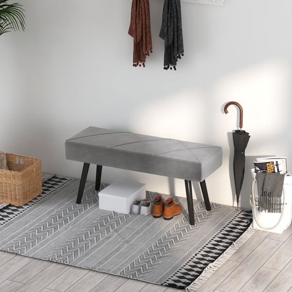Polstret Bænk, 100x36x45 cm, Grå