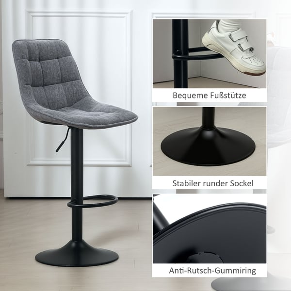 Barstol, 47x53x96-117 cm, Mörkgrå
