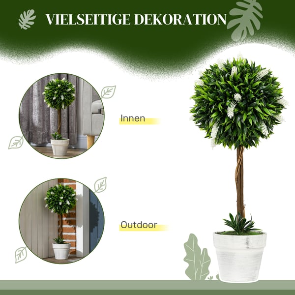Kunstig plante, stor lavendel 2 dele sæt, 60x24 cm, hvid