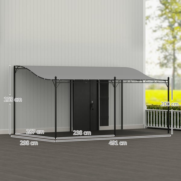 Pergola, 491x298x200/253 cm, Mörkgrå