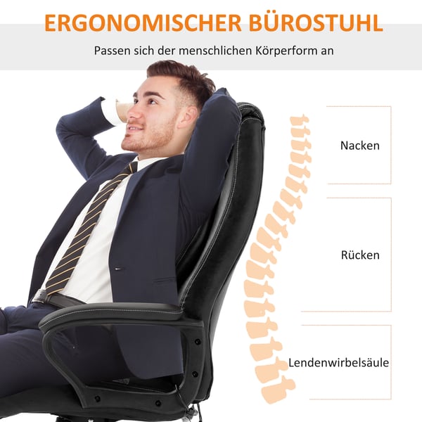 Kontorstol, 66x78x112-120 cm, Sort