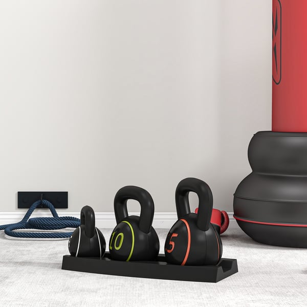 Kettlebellsæt, 16x18 cm, 18x20 cm, 18x24 cm, Sort