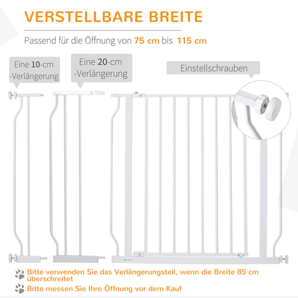Husdjurgrind, 75-115x76 cm, Vit
