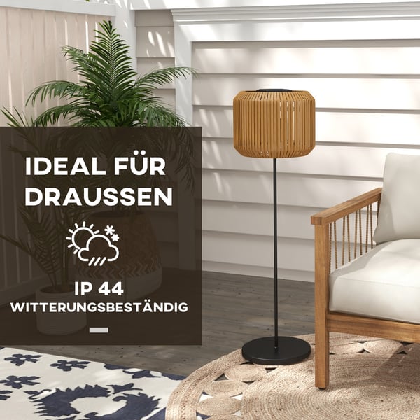 Udendørs solcelle havelampe, 34x130 cm, sort/gul, metalstel