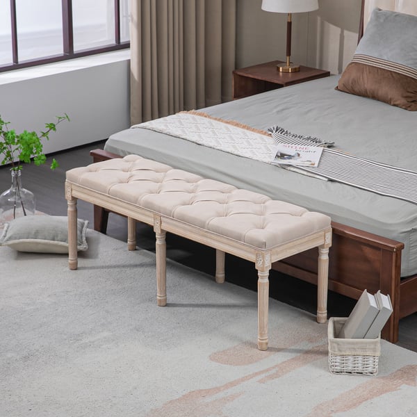 Polstret bænk, 117x40x48 cm, beige