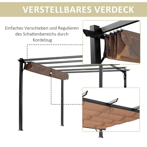 Pergola, 300x400x223 cm, Harmaa, Ruskea
